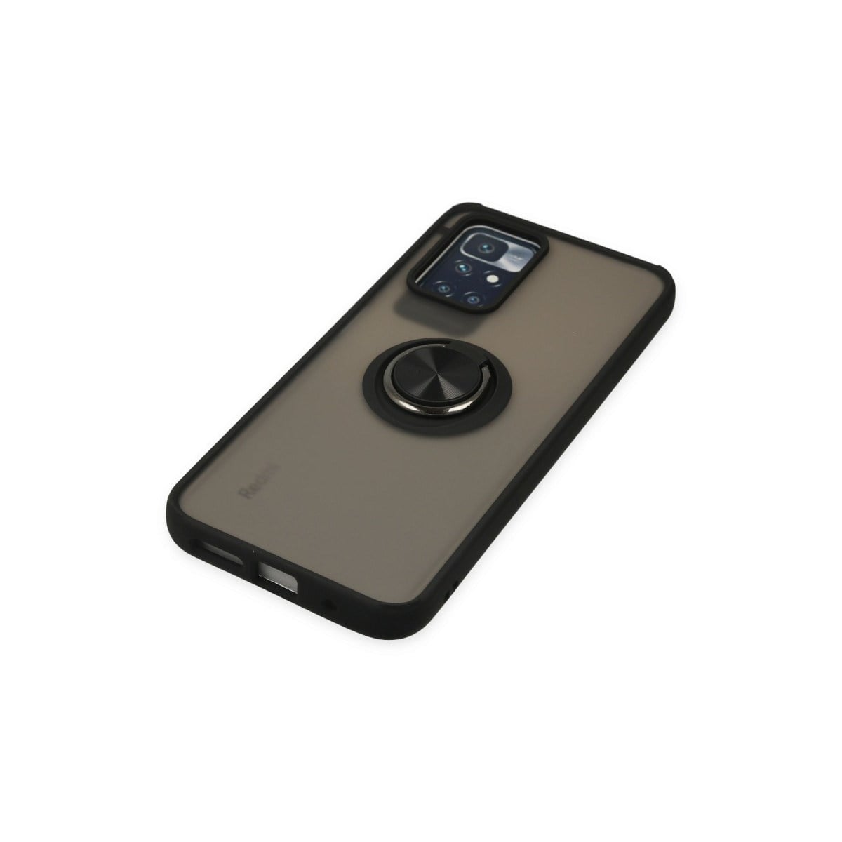 Redmi 10 2022 Kılıf Montreal Yüzüklü Silikon Kapak - Siyah