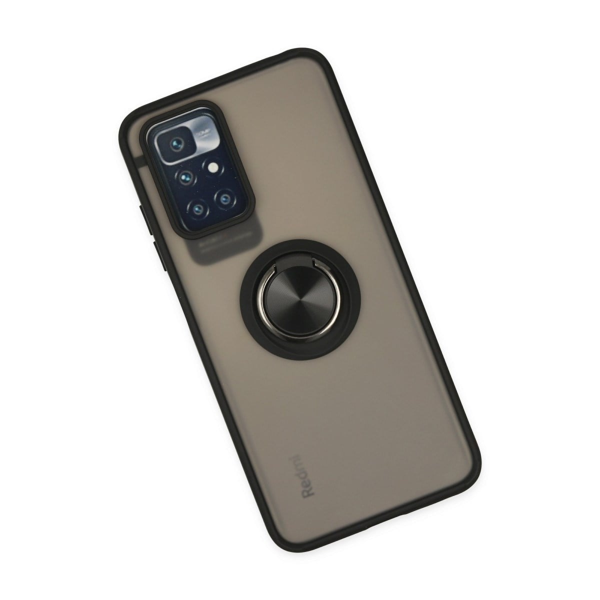 Redmi 10 2022 Kılıf Montreal Yüzüklü Silikon Kapak - Siyah