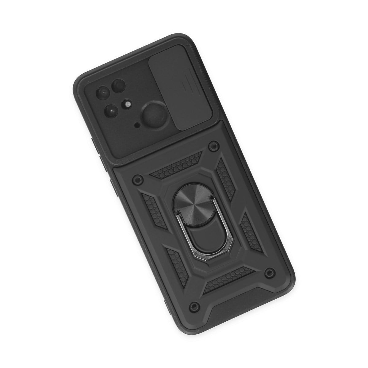 Redmi 10C Kılıf Pars Lens Yüzüklü Silikon - Siyah