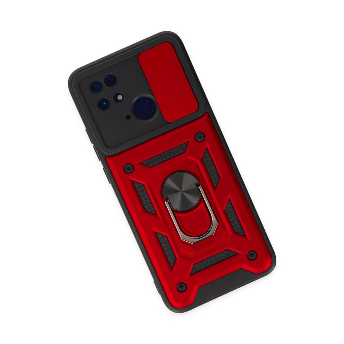 Redmi 10C Kılıf Pars Lens Yüzüklü Silikon - Kırmızı