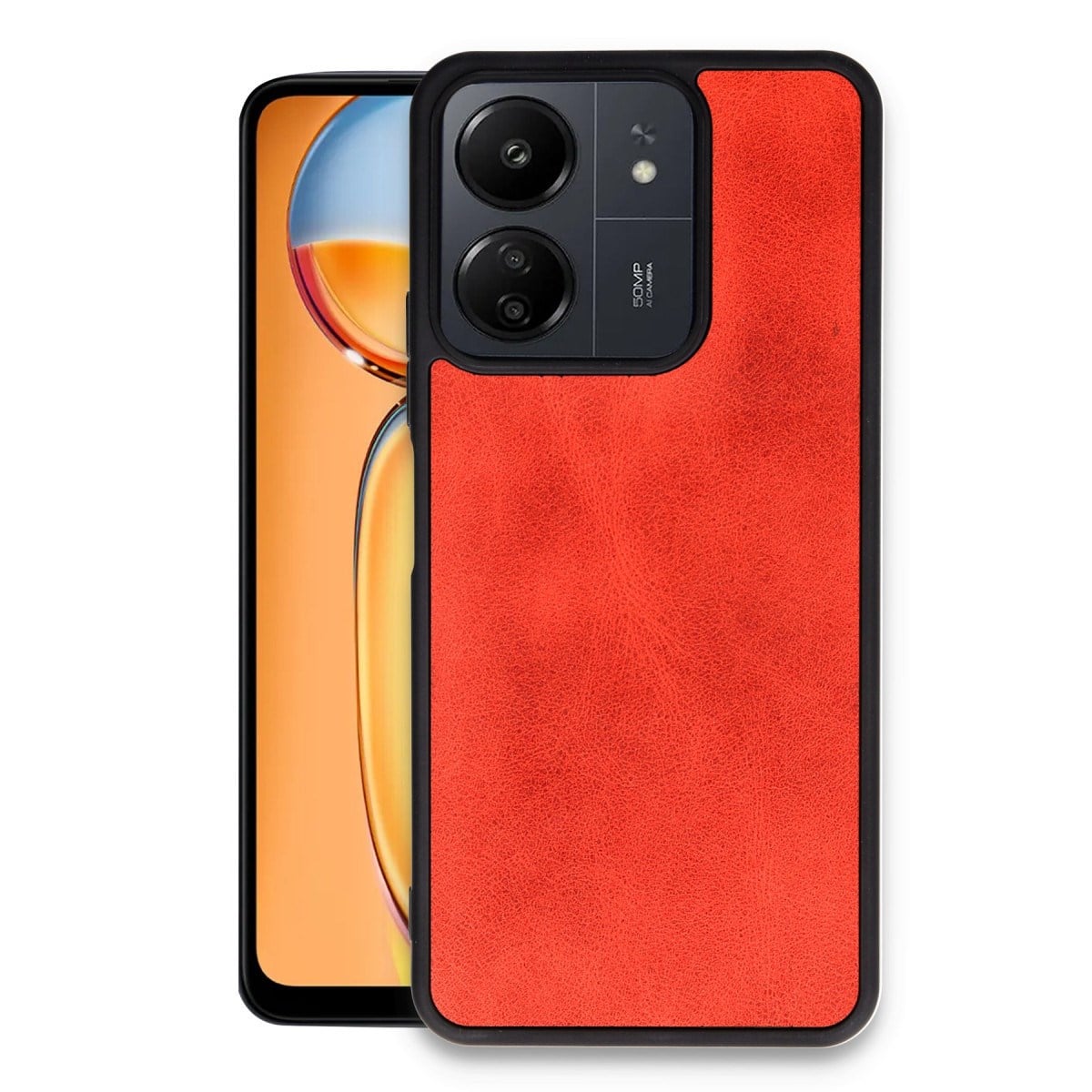 Redmi 13C Kılıf Aras Deri Kapak - Kırmızı