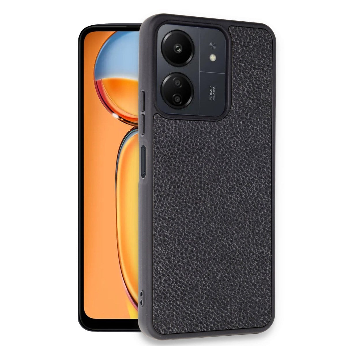 Redmi 13C Kılıf Aras Deri Kapak - Siyah