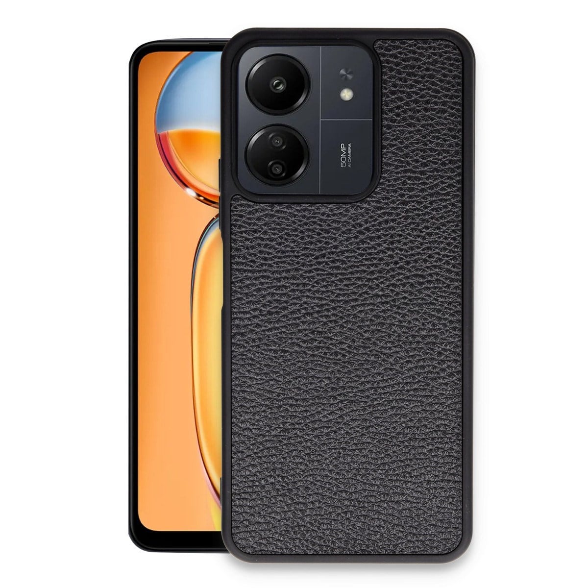 Redmi 13C Kılıf Aras Deri Kapak - Siyah