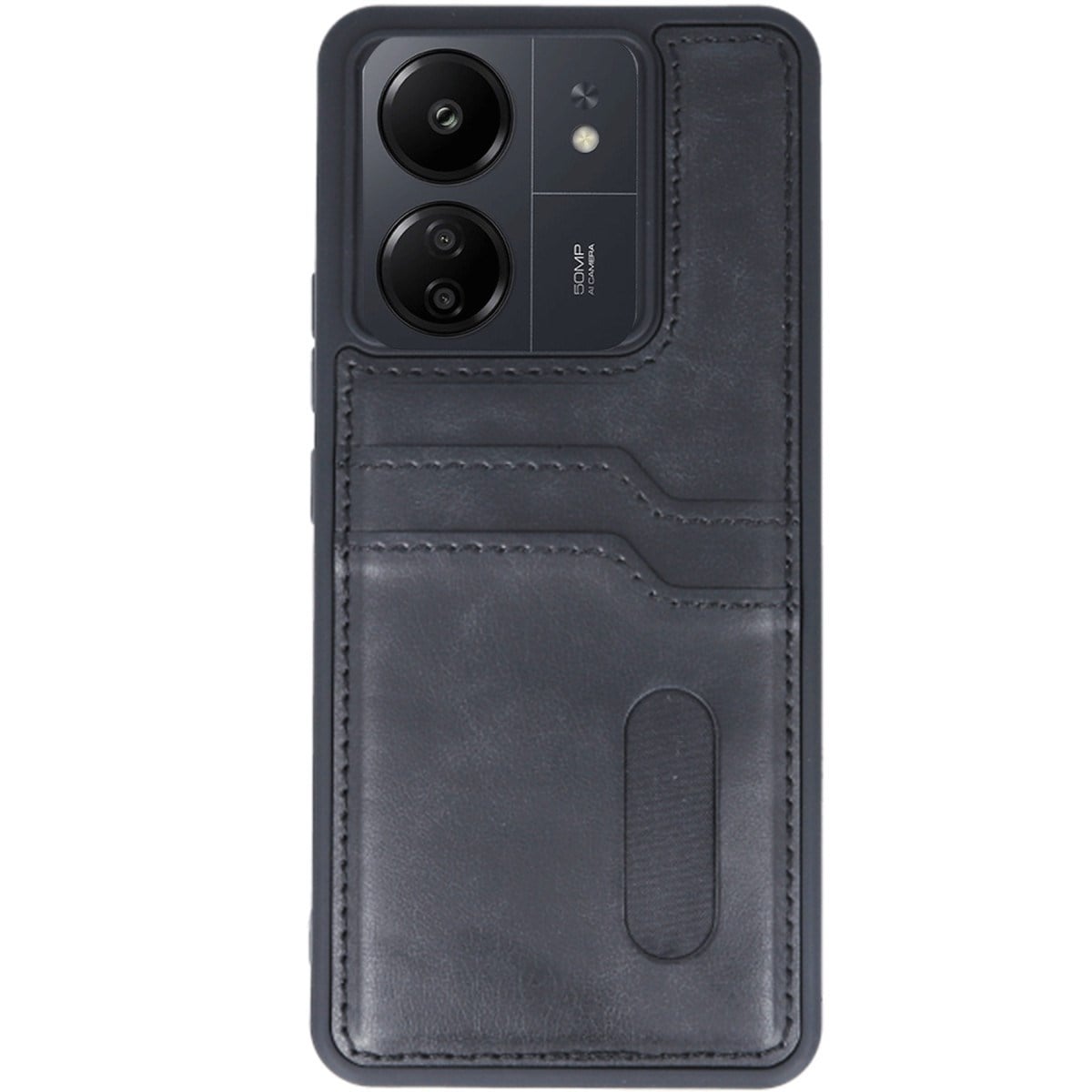 Redmi 13C Kılıf Sara Kartvizitli Deri Kılıf - Siyah