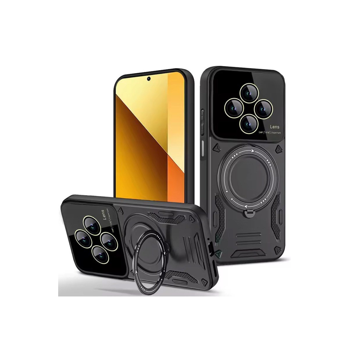 Redmi 14C Kılıf Joy Lens Standlı Kapak - Siyah