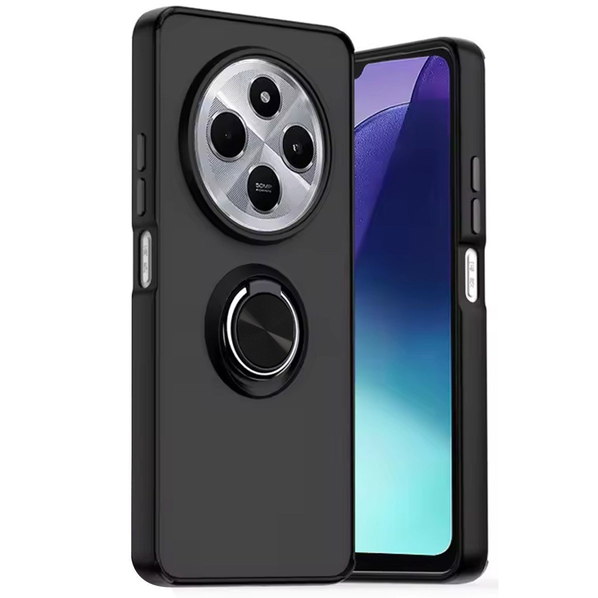 Redmi 14C Kılıf Montreal Yüzüklü Silikon Kapak - Siyah