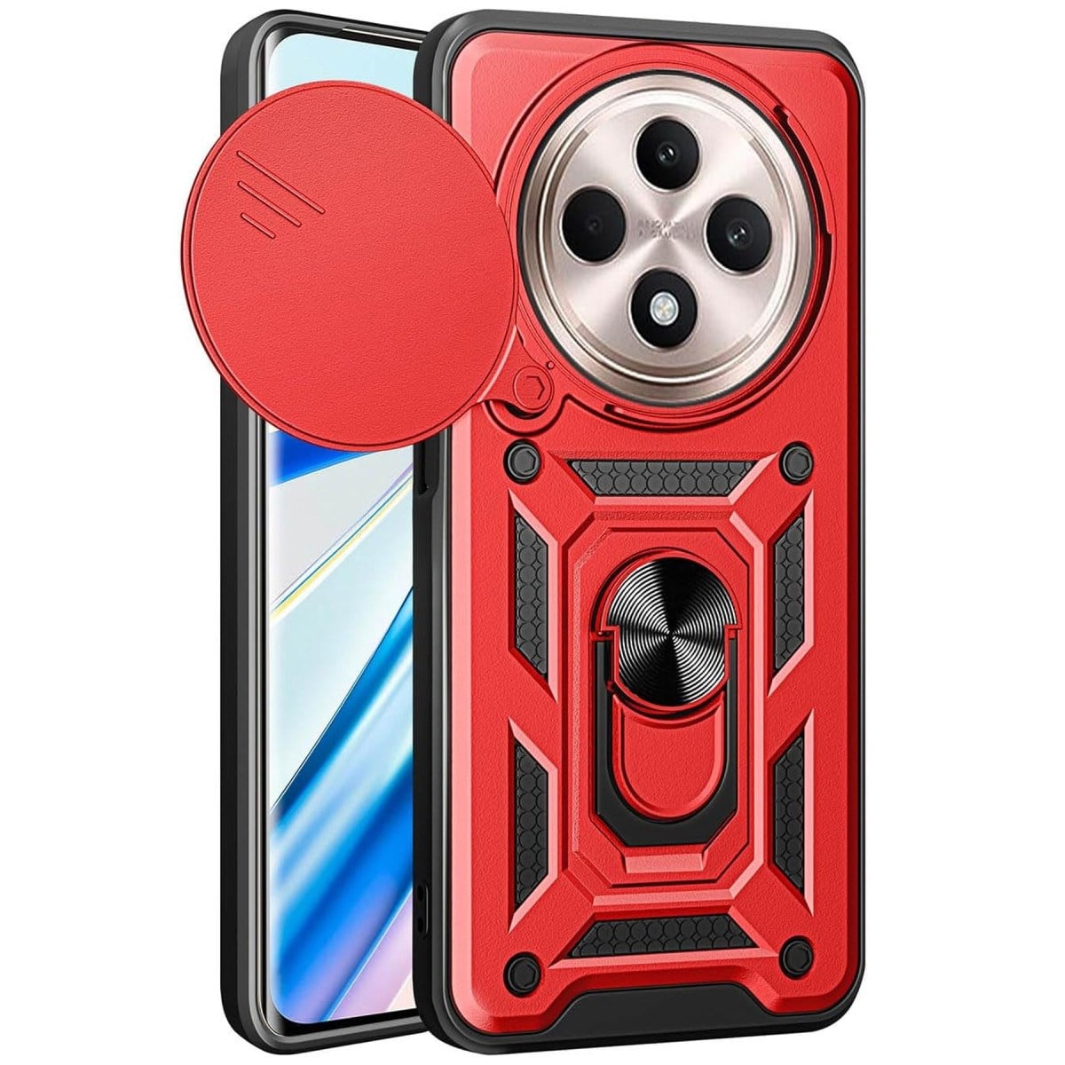Redmi 14C Kılıf Pars Lens Yüzüklü Silikon - Kırmızı