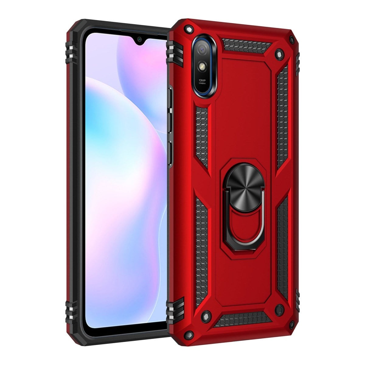 Redmi 9A Kılıf Sofya Yüzüklü Silikon Kapak - Kırmızı