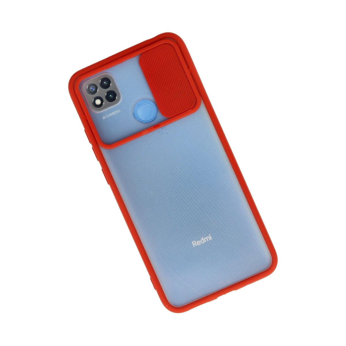 Redmi 9C Kılıf Palm Buzlu Kamera Sürgülü Silikon - Kırmızı