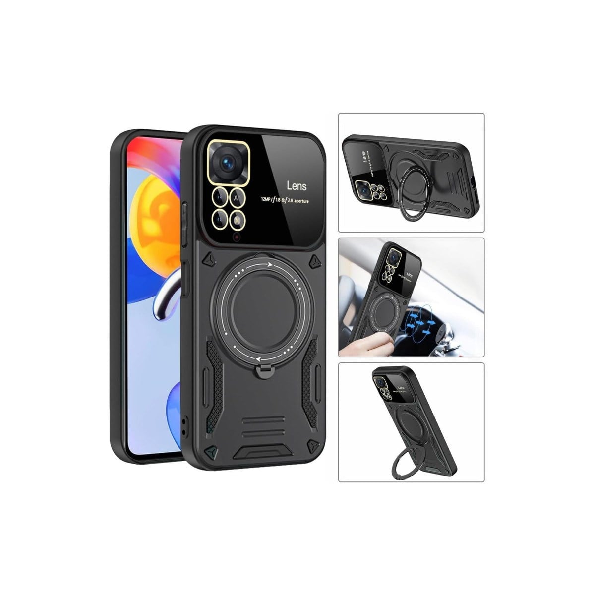 Redmi Note 11 Pro Kılıf Joy Lens Standlı Kapak - Kırmızı