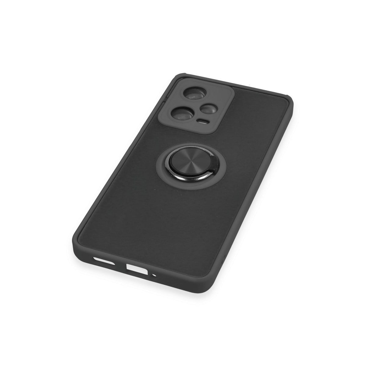 Redmi Note 12 5G Kılıf Montreal Yüzüklü Silikon Kapak - Siyah
