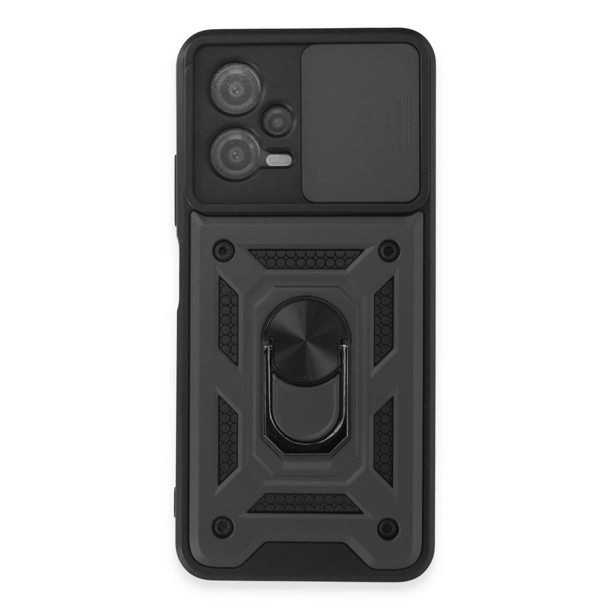 Redmi Note 12 5G Kılıf Pars Lens Yüzüklü Silikon - Siyah