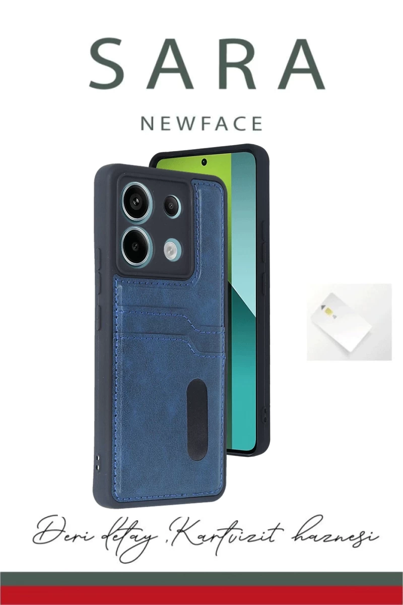 Redmi Note 13 Pro 4G Kılıf Sara Kartvizitli Deri Kılıf - Siyah