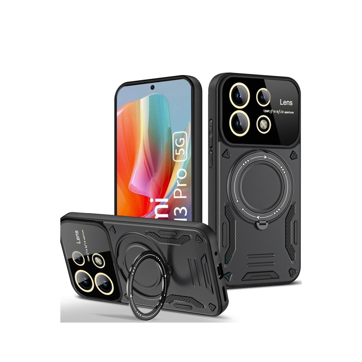 Redmi Note 13 Pro 5G Kılıf Joy Lens Standlı Kapak - Siyah