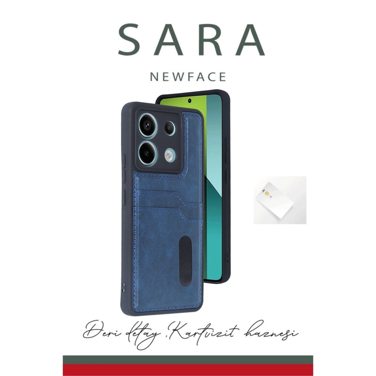 Redmi Note 13 Pro 5G Kılıf Sara Kartvizitli Deri Kılıf - Siyah