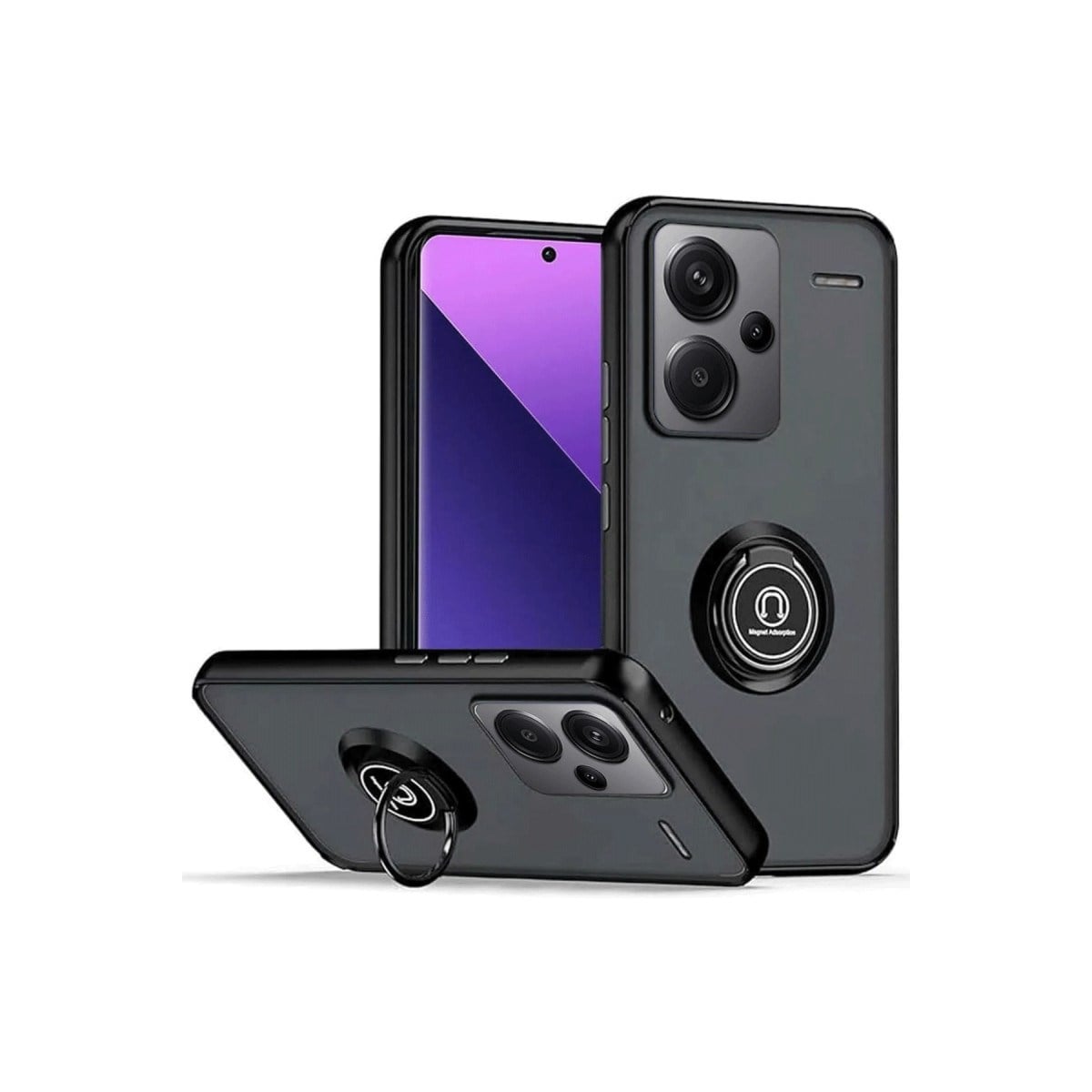 Redmi Note 13 Pro Plus Kılıf Montreal Yüzüklü Silikon Kapak - Siyah