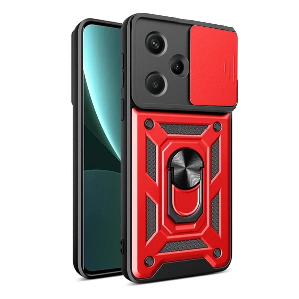 Redmi Note 13 Pro Plus Kılıf Pars Lens Yüzüklü Silikon - Kırmızı