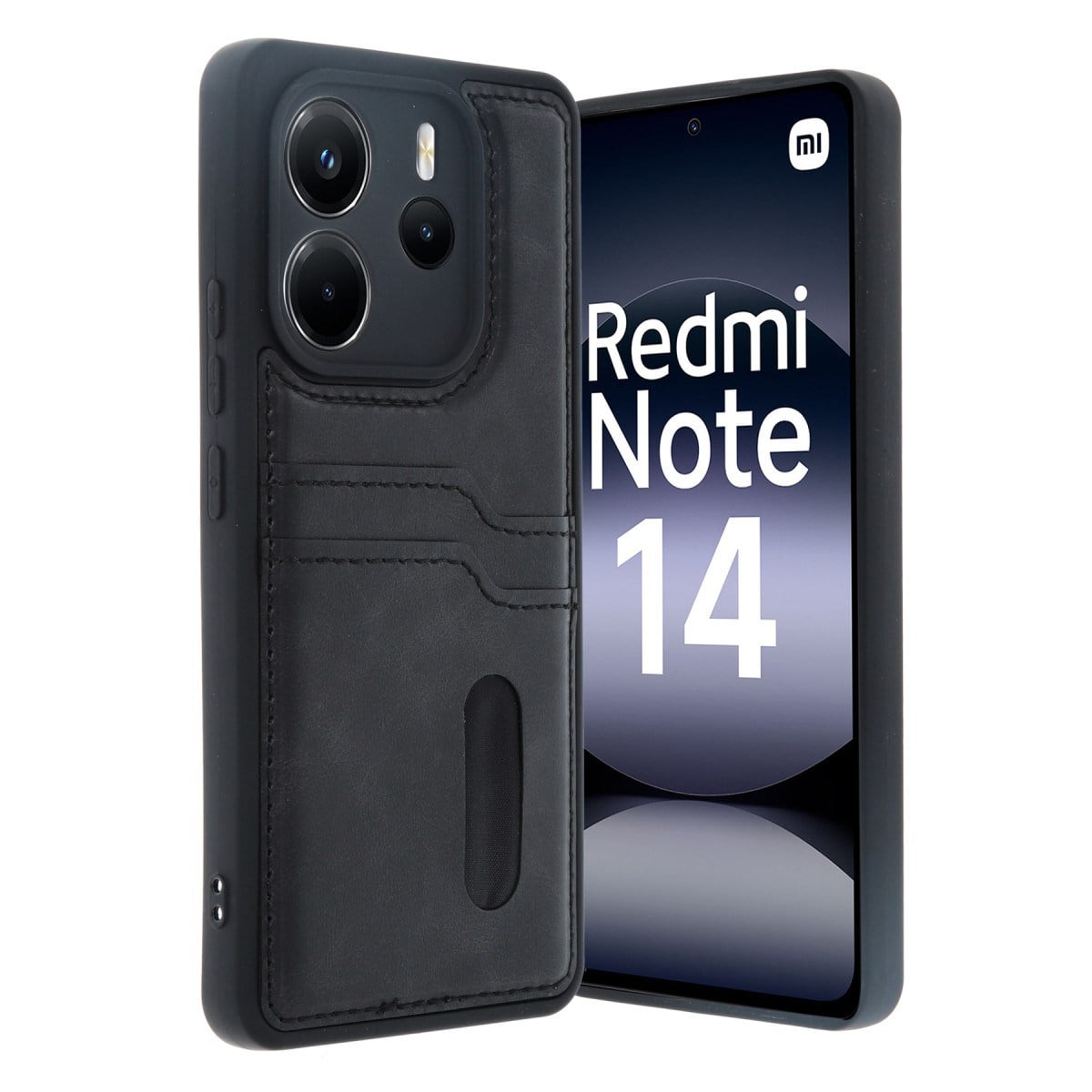 Redmi Note 14 4G Kılıf Sara Kartvizitli Deri Kılıf - Siyah