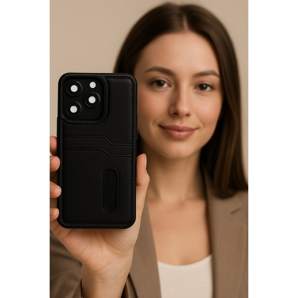 Redmi Note 14 4G Kılıf Sara Kartvizitli Deri Kılıf - Siyah