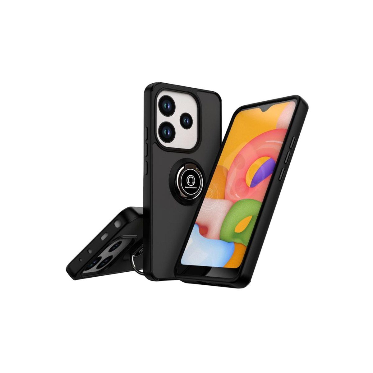 Redmi Note 14 4G Montreal Yüzüklü Silikon Kapak - Siyah