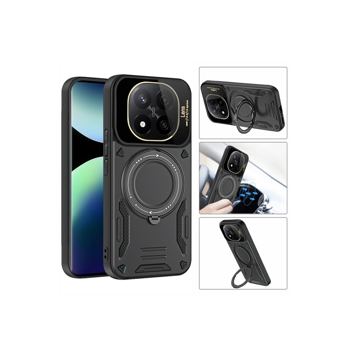 Redmi Note 14 Pro 5G Kılıf Joy Lens Standlı Kapak - Siyah