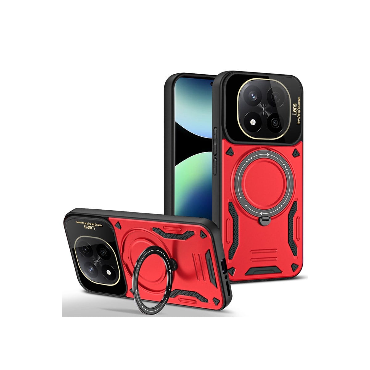 Redmi Note 14 Pro 5G Kılıf Joy Lens Standlı Kapak - Kırmızı