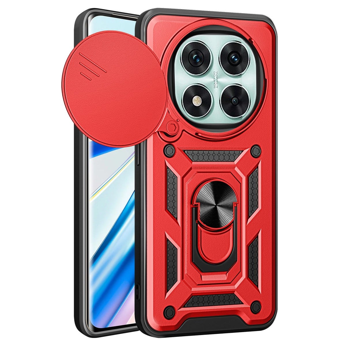 Redmi Note 14 Pro 5G Kılıf Pars Lens Yüzüklü Silikon - Kırmızı