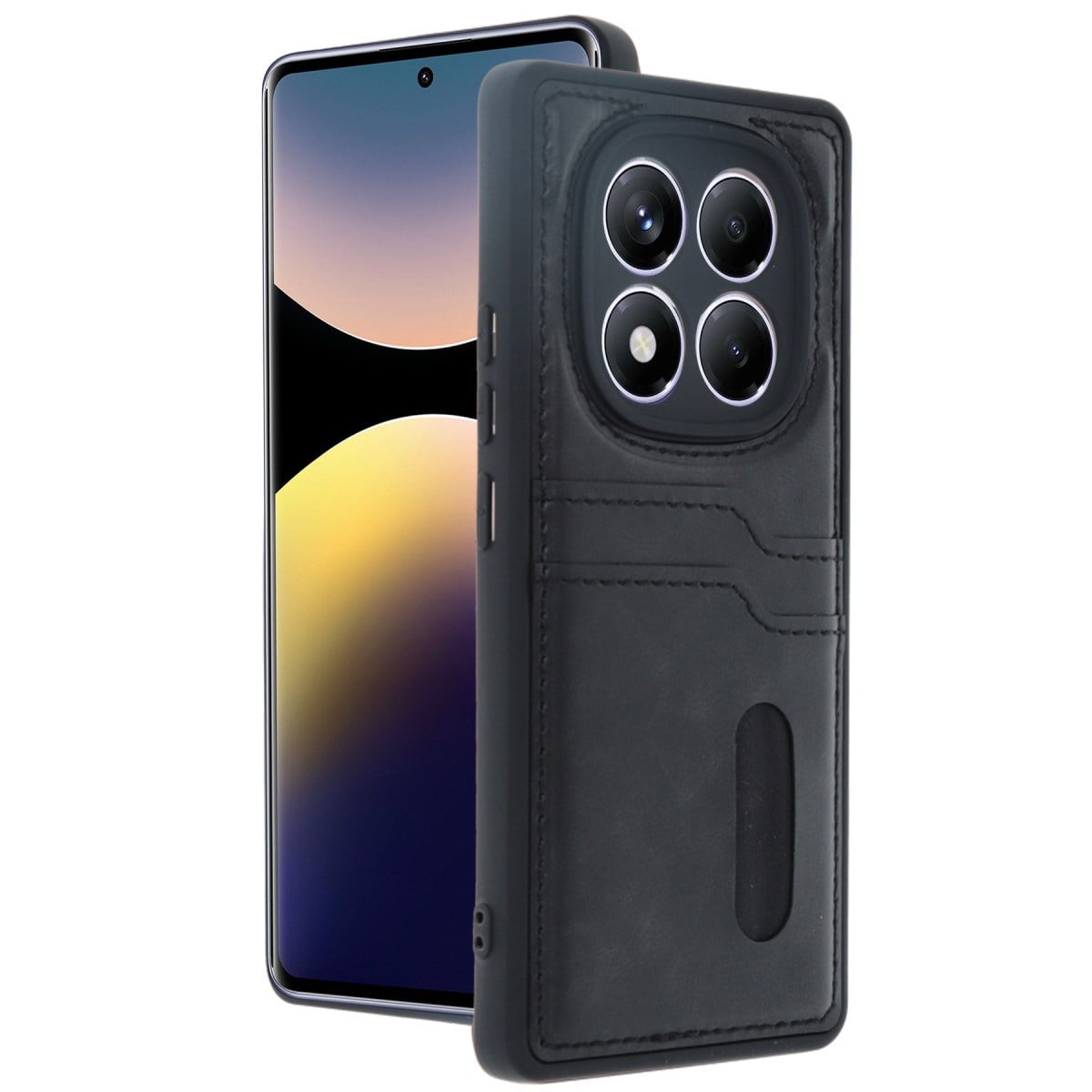 Redmi Note 14 Pro 5G Kılıf Sara Kartvizitli Deri Kılıf - Siyah