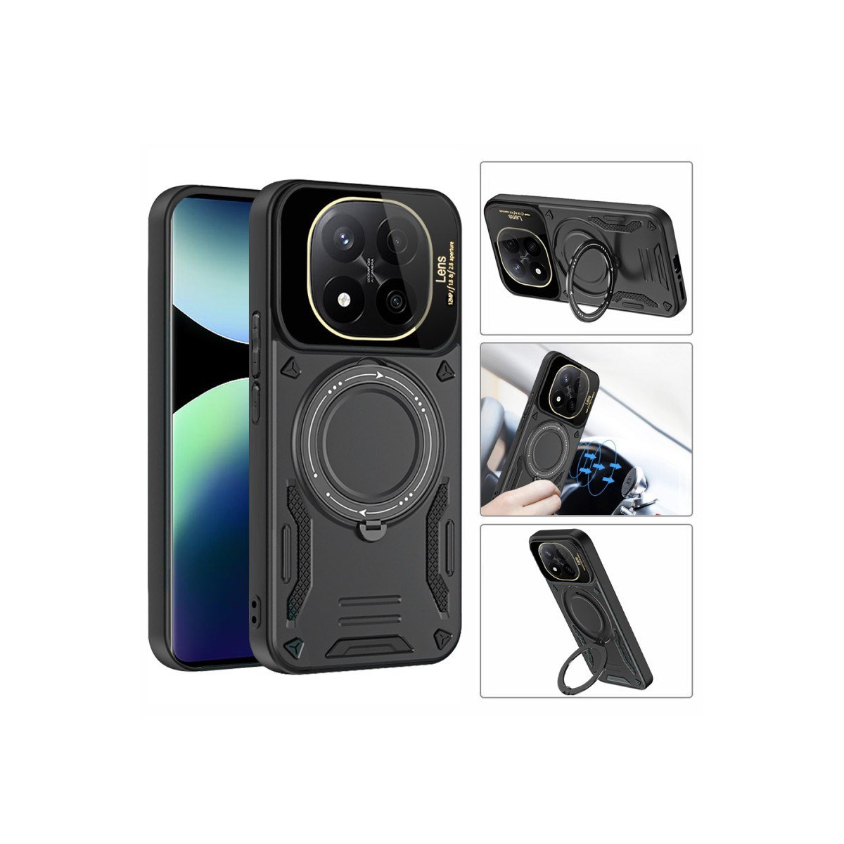 Redmi Note 14 Pro Plus Kılıf Joy Lens Standlı Kapak - Siyah