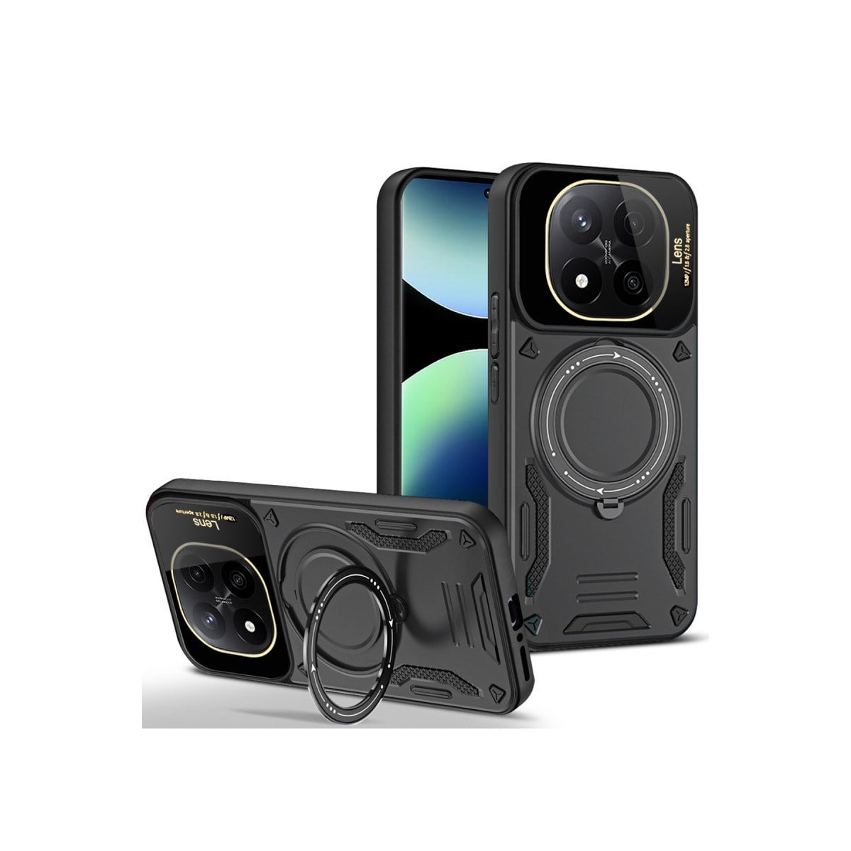 Redmi Note 14 Pro Plus Kılıf Joy Lens Standlı Kapak - Siyah