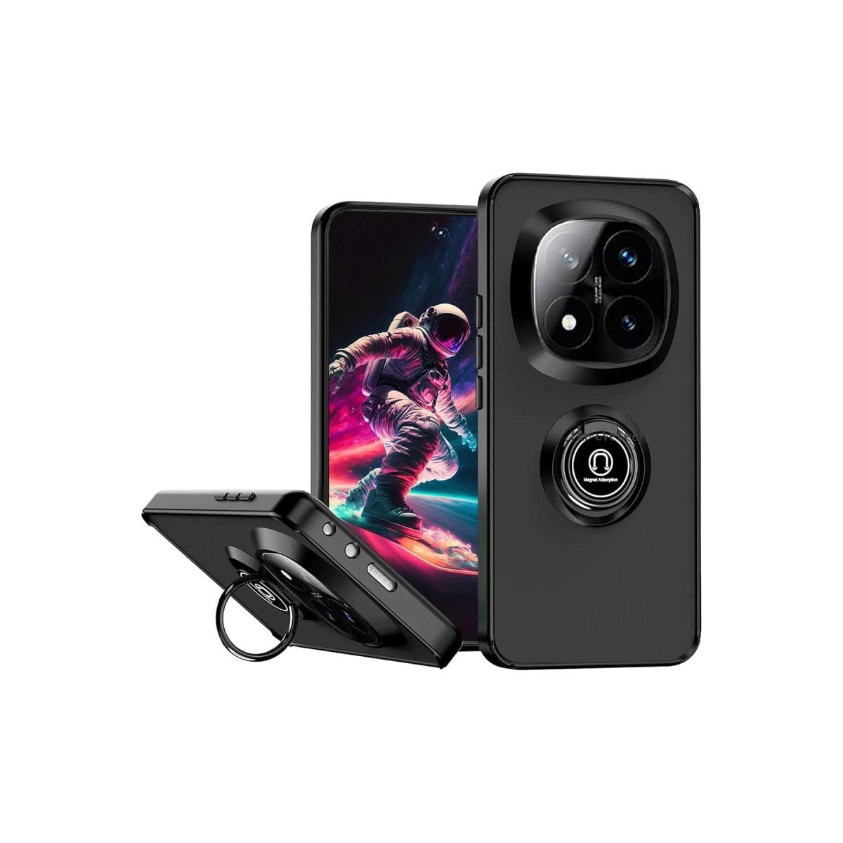 Redmi Note 14 Pro Plus Kılıf Montreal Yüzüklü Silikon Kapak - Siyah