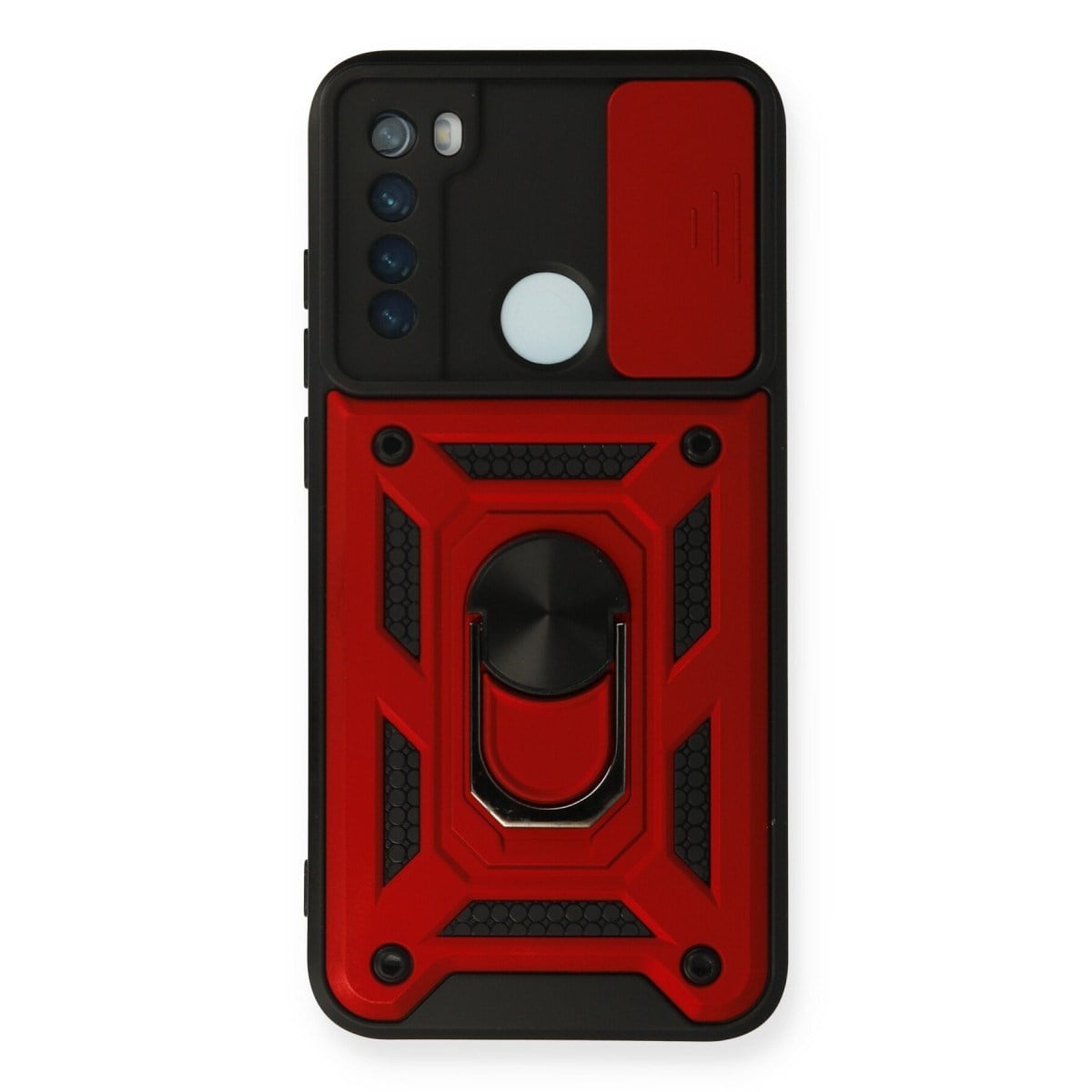 Redmi Note 8 Kılıf Pars Lens Yüzüklü Silikon - Kırmızı