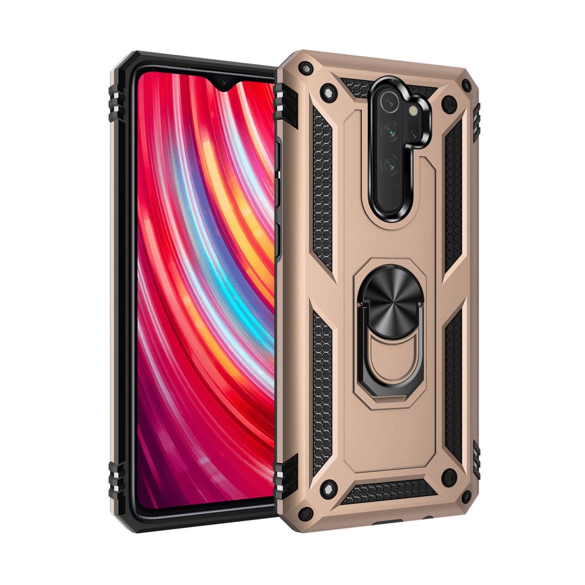 Redmi Note 8 Pro Kılıf Sofya Yüzüklü Silikon Kapak - Gold