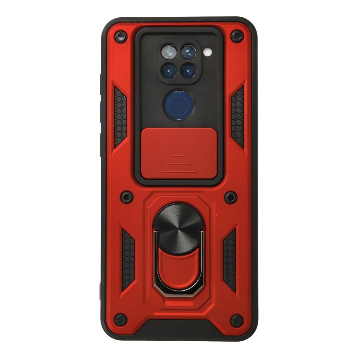 Redmi Note 9 Kılıf Pars Lens Yüzüklü Silikon - Kırmızı