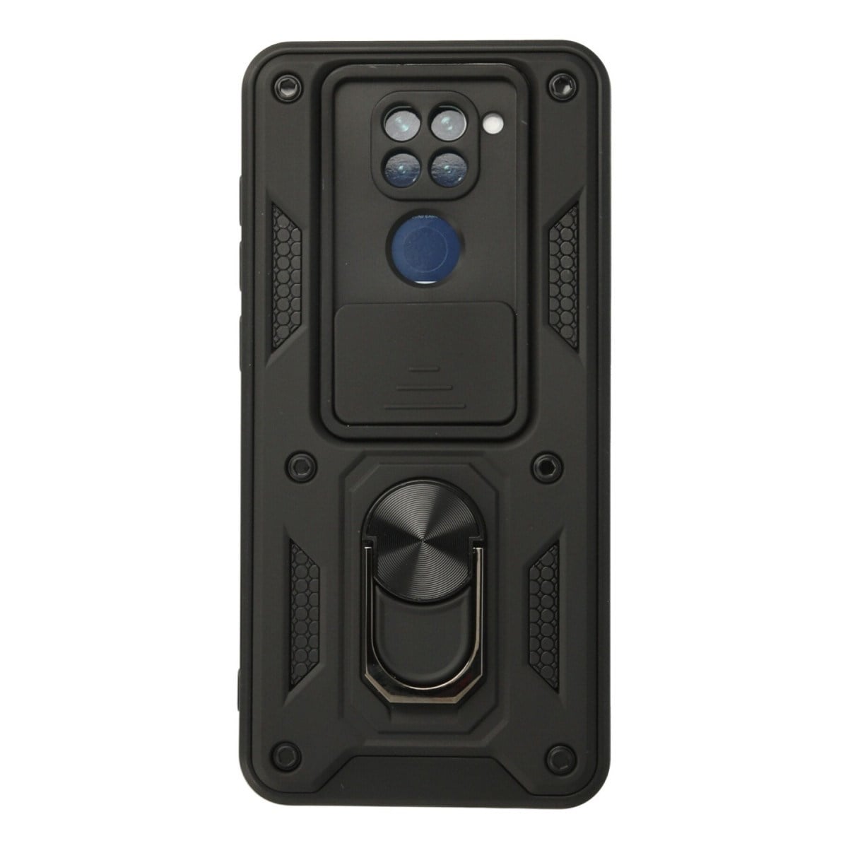 Redmi Note 9 Kılıf Pars Lens Yüzüklü Silikon - Siyah