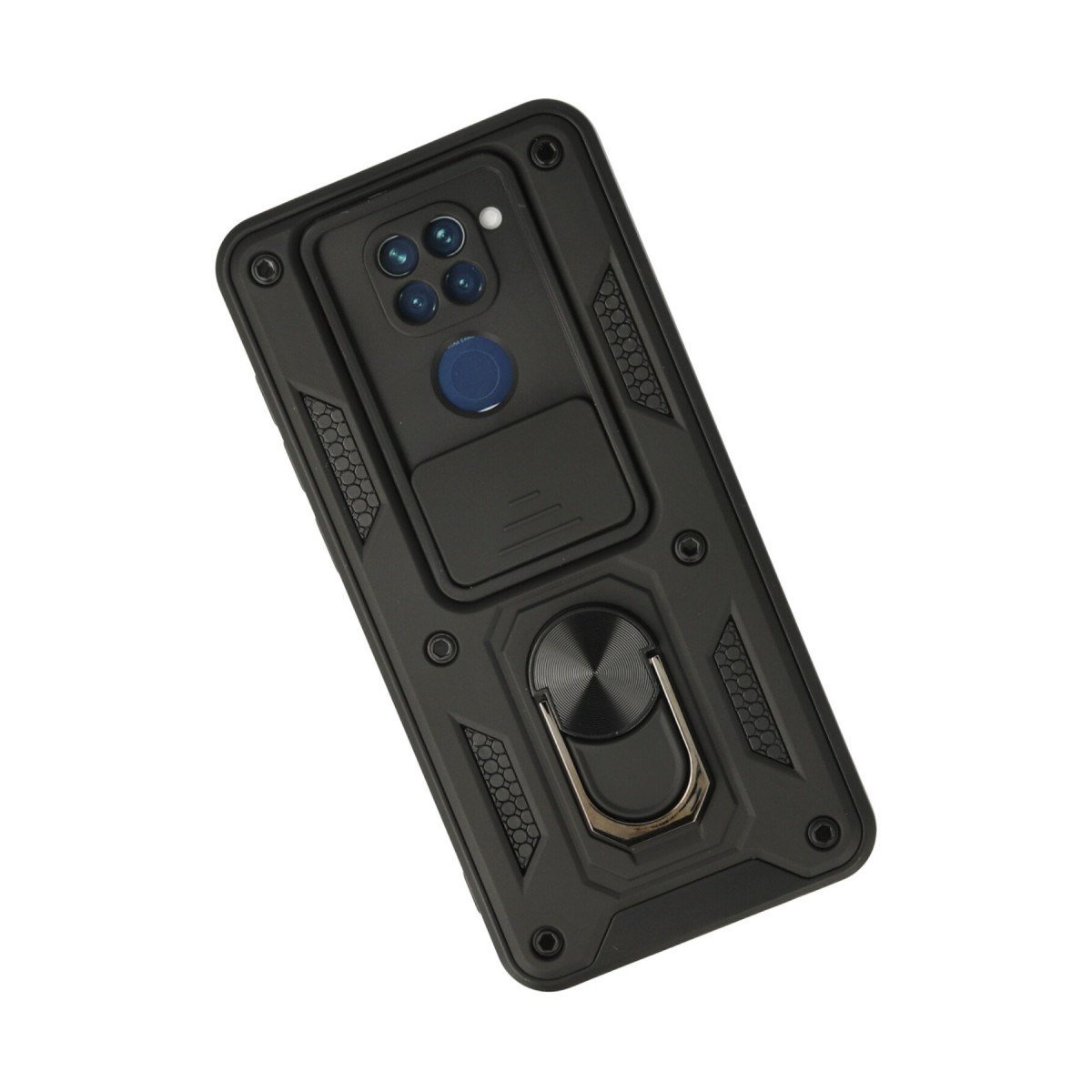 Redmi Note 9 Kılıf Pars Lens Yüzüklü Silikon - Siyah