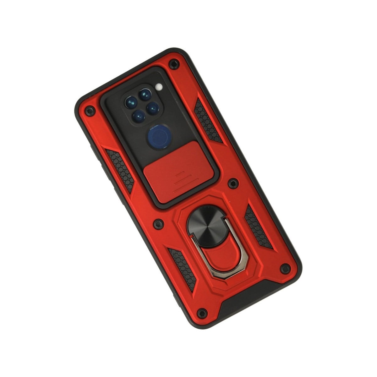 Redmi Note 9 Kılıf Pars Lens Yüzüklü Silikon - Kırmızı