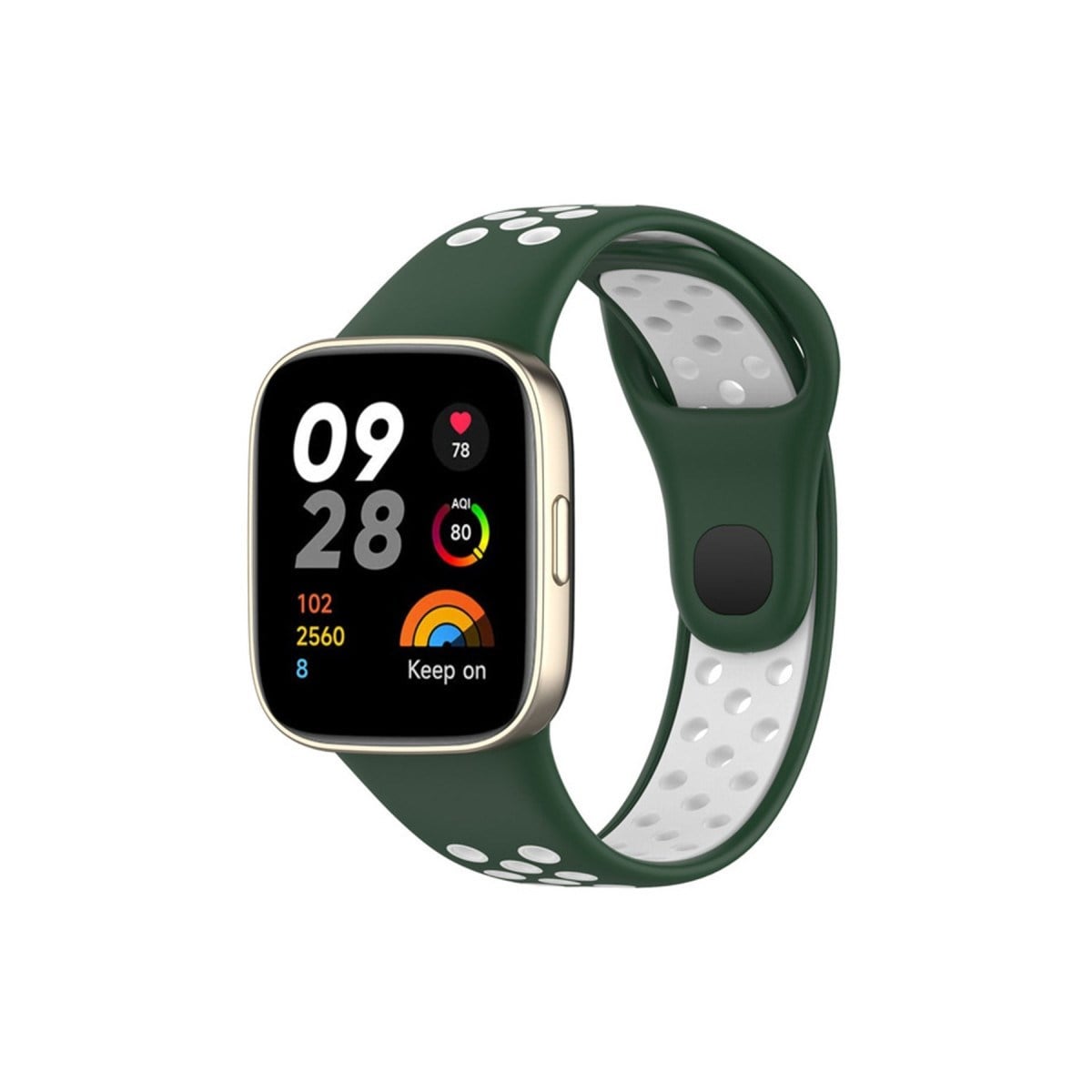 Redmi Watch 3 Spor Delikli Kordon - Haki Yeşil-Beyaz