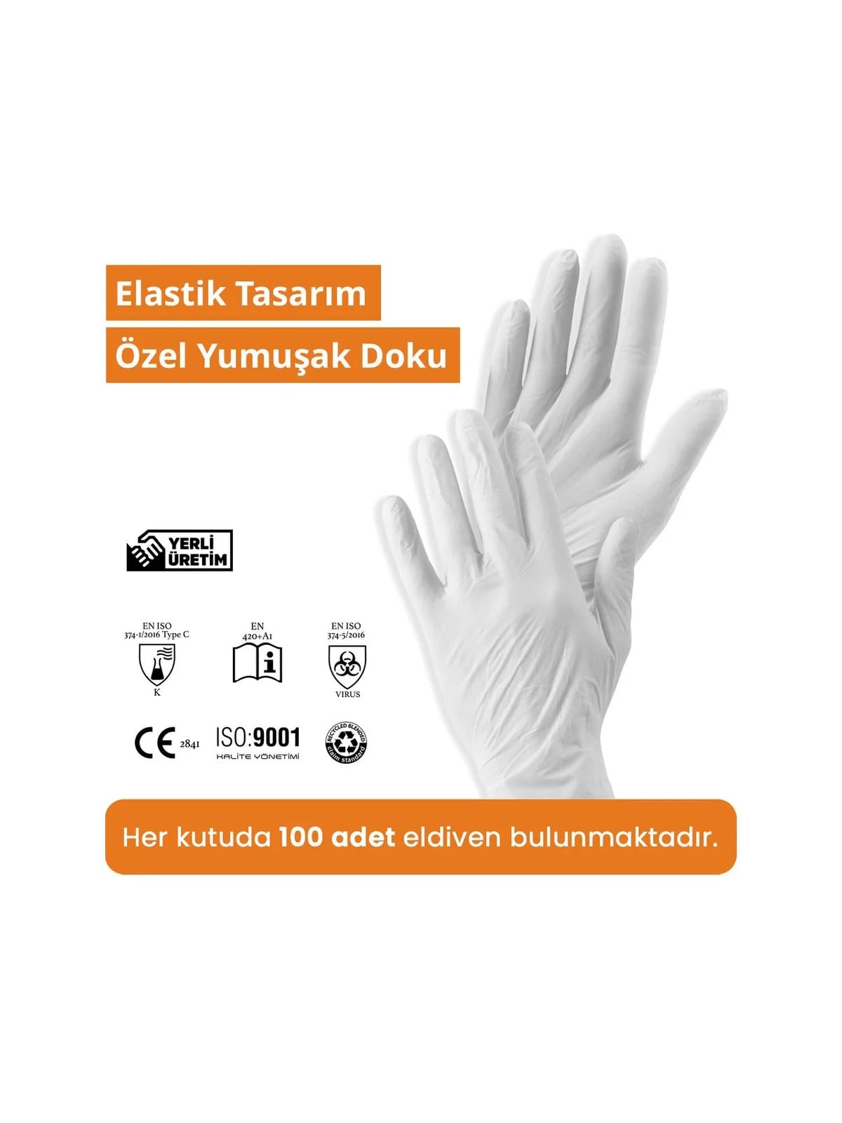 REFLEX FLEX L/XL Beden Tek Kullanımlık Pudrasız Eldiven 100'lü Beyaz