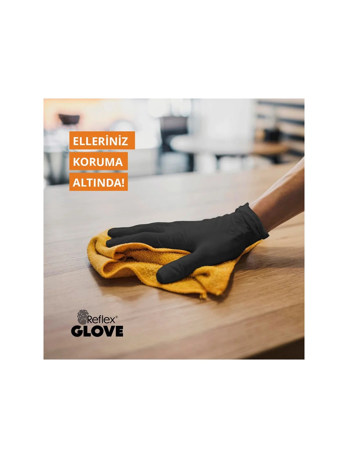 REFLEX FLEX L/XL Beden Tek Kullanımlık Pudrasız Eldiven 100'lü Siyah