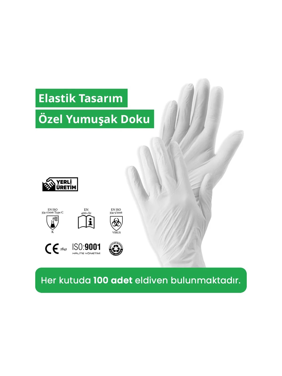 REFLEX FLEX M Beden Tek Kullanımlık Pudrasız Eldiven 100'lü Beyaz