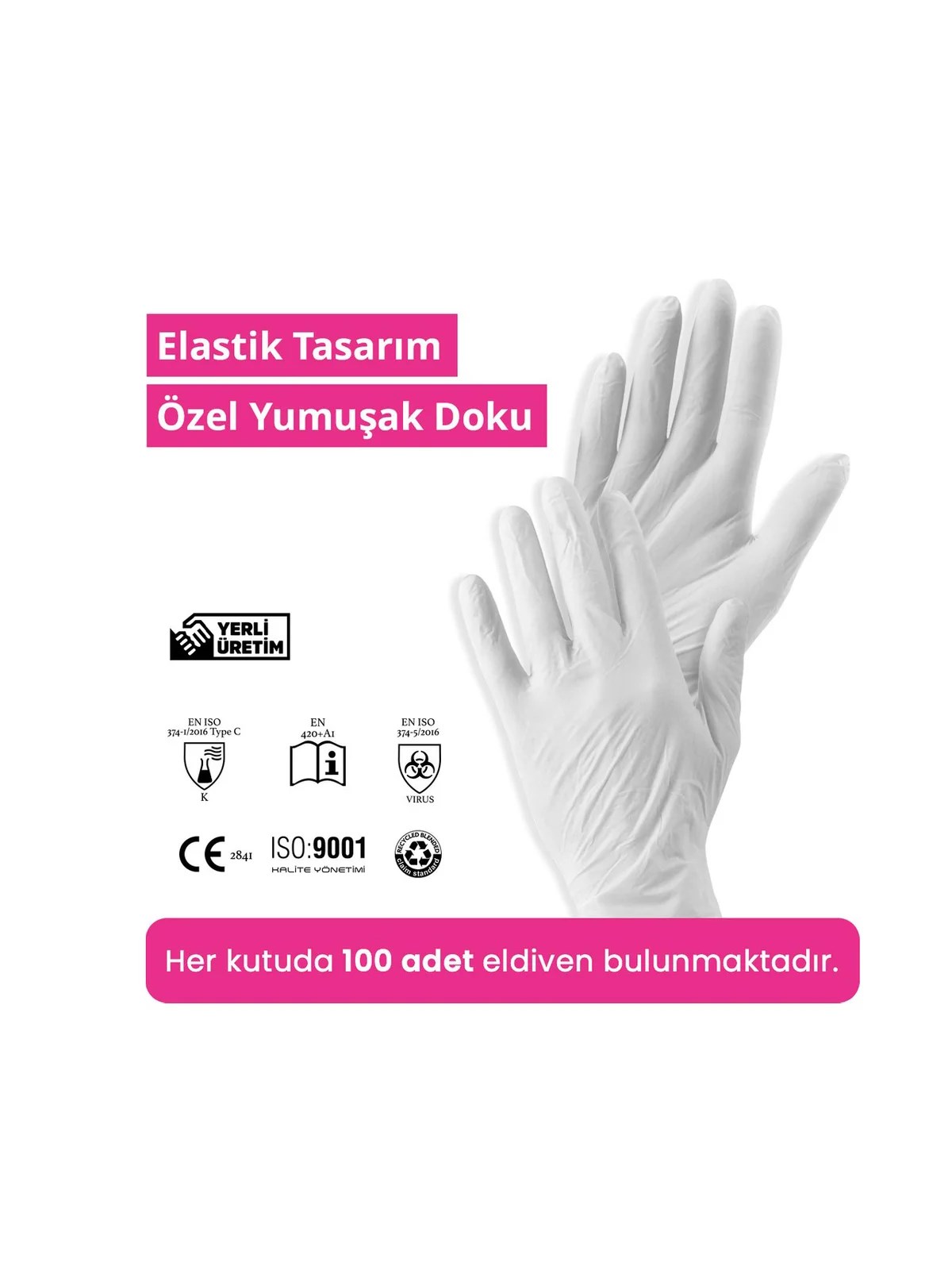 REFLEX FLEX S Beden Tek Kullanımlık Pudrasız Eldiven 100'lü Beyaz