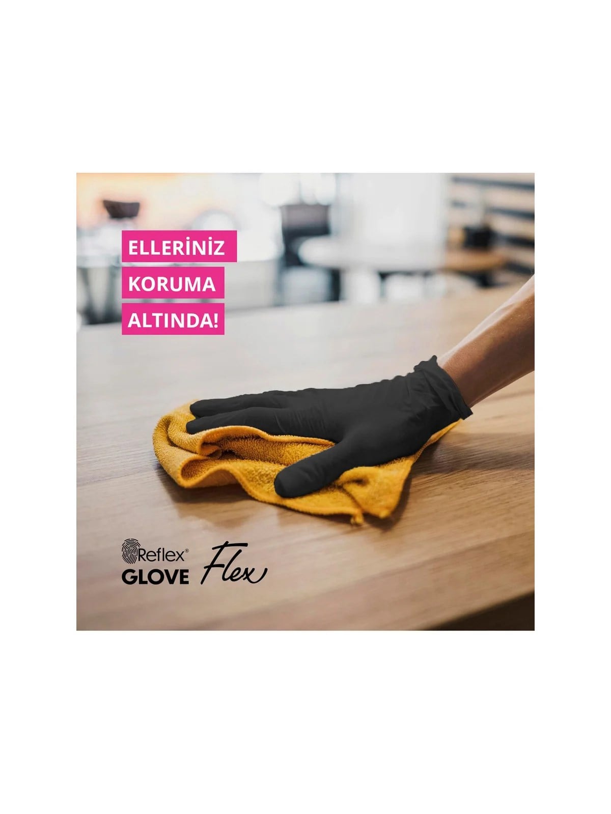 REFLEX FLEX S Beden Tek Kullanımlık Pudrasız Eldiven 100'lü Siyah