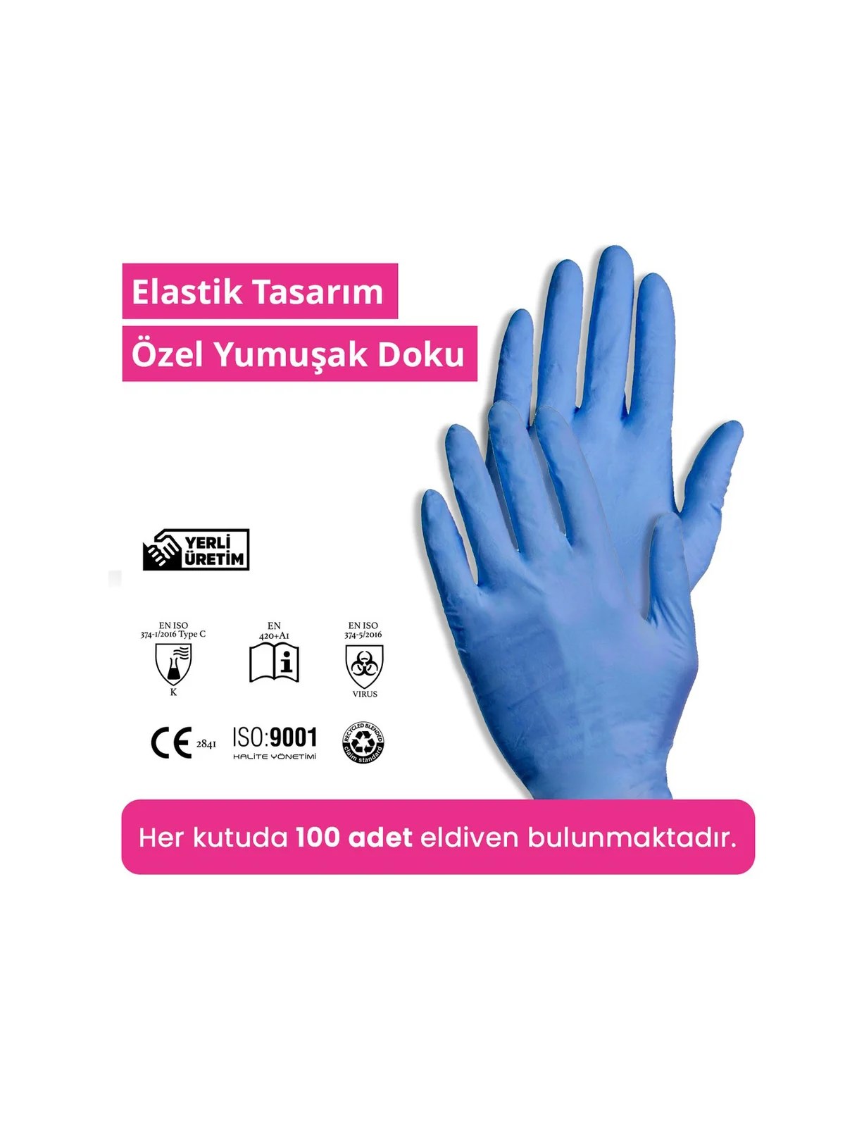 REFLEX FLEX S Beden Tek Kullanımlık Pudrasız Eldiven 100'lü Mavi