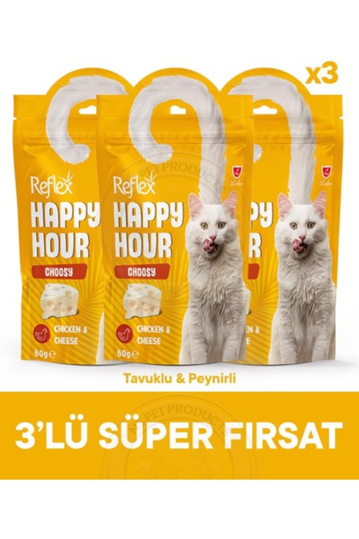 Reflex Happy Hour Choosy Seçici Kediler Ödül maması 3lü Fırsat 3x60gr
