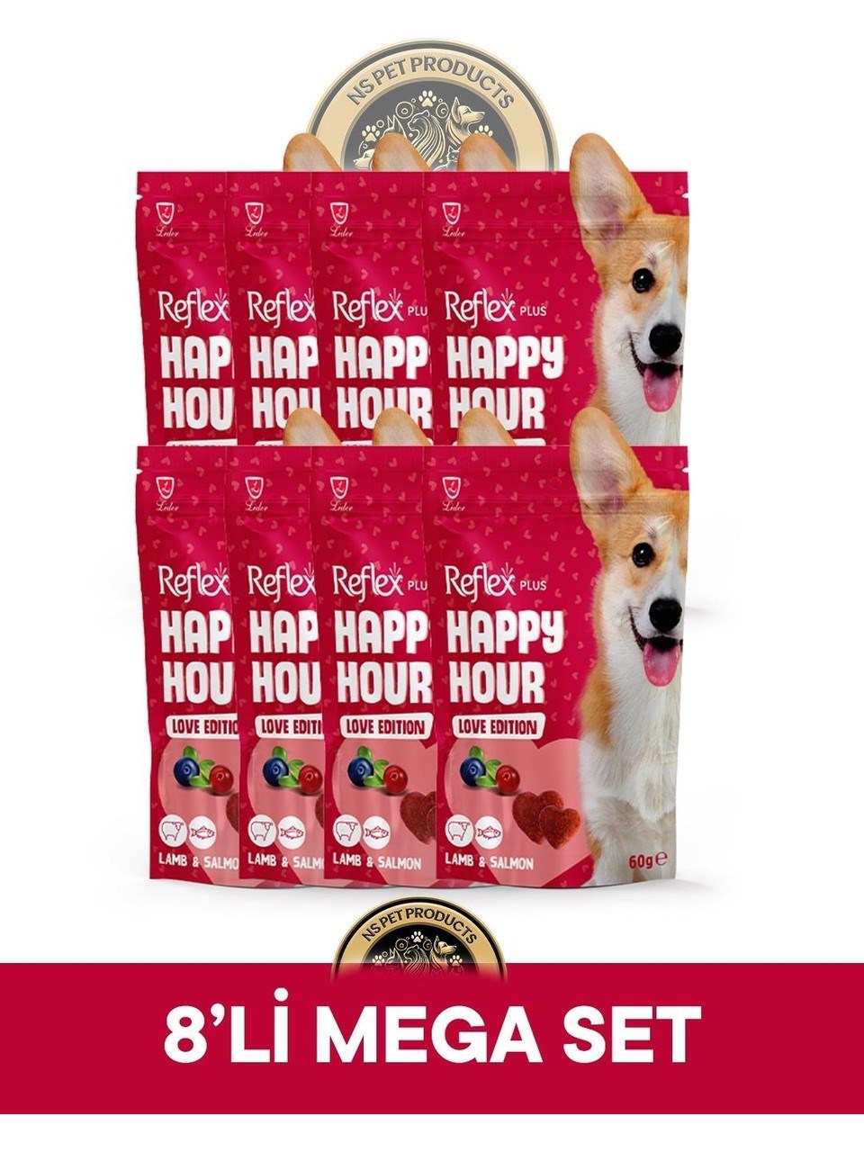 Reflex Plus Happy Hour Love Edition Köpek Ödül Maması Seti 8x60 gr