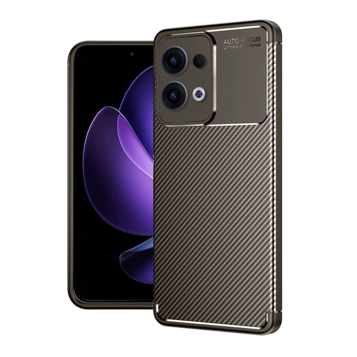 Reno 13 Pro Kılıf Auto Focus Karbon Kapak - Kahverengi