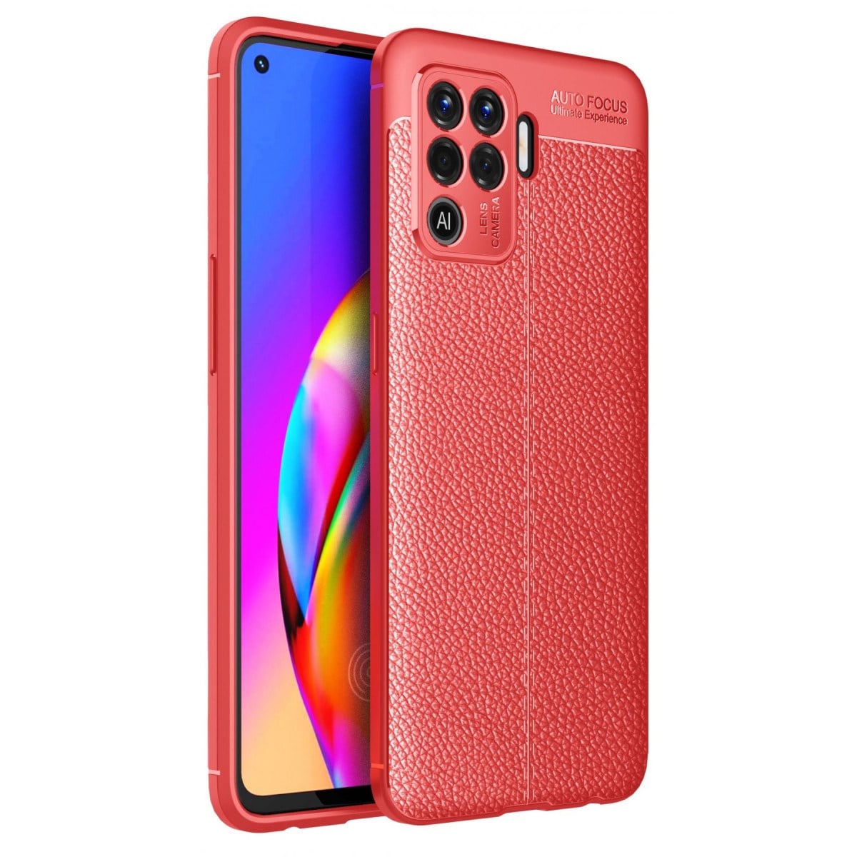 Reno 5 Lite Kılıf Auto Focus Kapak - Kırmızı