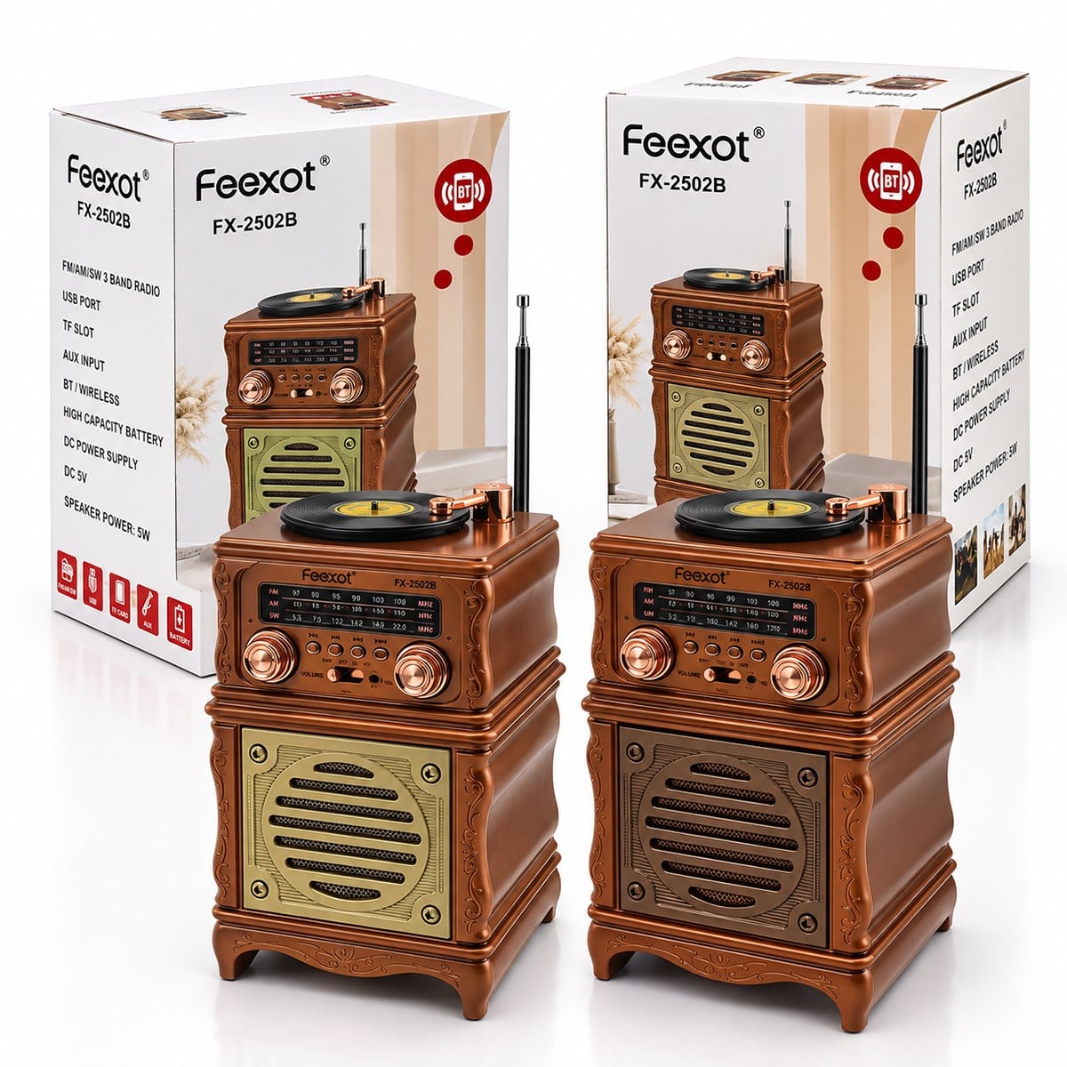 Retro Radyo Hoparlör AM FM SW Bluetooth USB Type-C Şarjlı