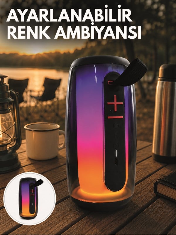 RGB Aydınlatmalı Kablosuz Bluetooth Hoparlör USB Bellek TF Kart Destekli